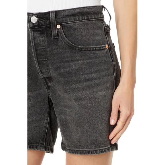 Levis 501 Mid Thigh Black Shorts Womens 25 Button Fly High Rise 5.5" Inseam - Picture 7 of 13